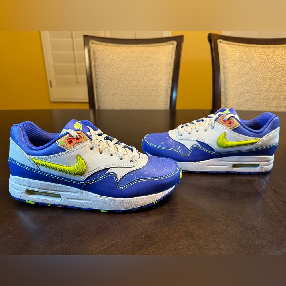 New Nike Air Max 1 Blue White Sneakers Shoes Size US 6Y - Picture 10 of 13